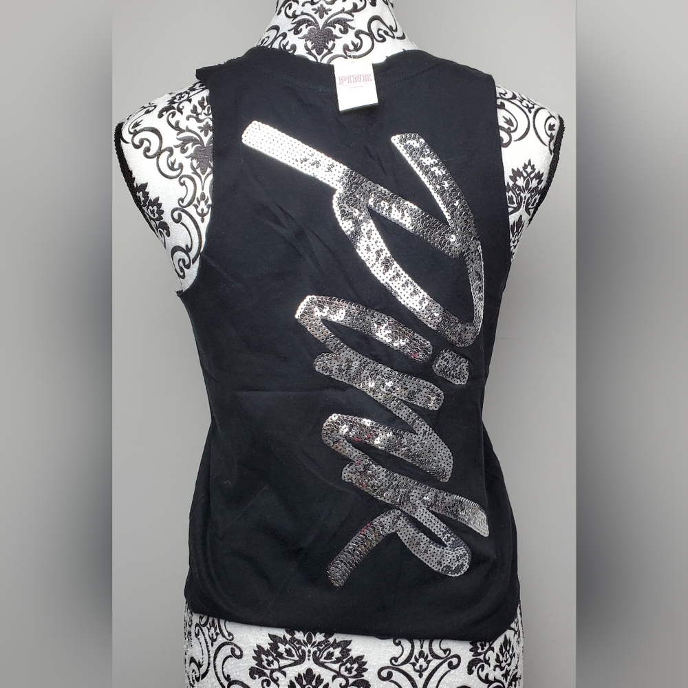 Victoria's Secret Pink Bling Tank Top Black XS NWT